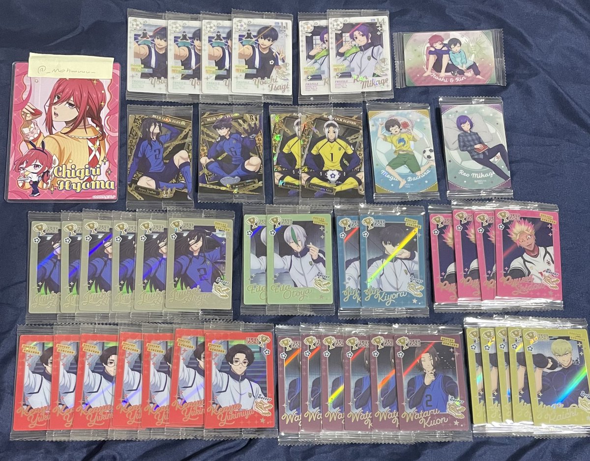 _Mohuuuuu_'s tweet photo. 【交換】ブルーロック ウエハース 

譲) 潔 凪 玲王 蜂楽 烏 蟻生 乙夜 久遠 士道 雪宮 雷市 清羅

求) 千切 (ER、おひるね)

ER、シクレ、過去弾SRはER千切との交換
ER千切⇔E、おひるね、過去弾SRの交換と、おひるね千切⇔E各種の交換は当方複数提供可能です◎

郵送📮 https://t.co/eJ4fdTp0pm