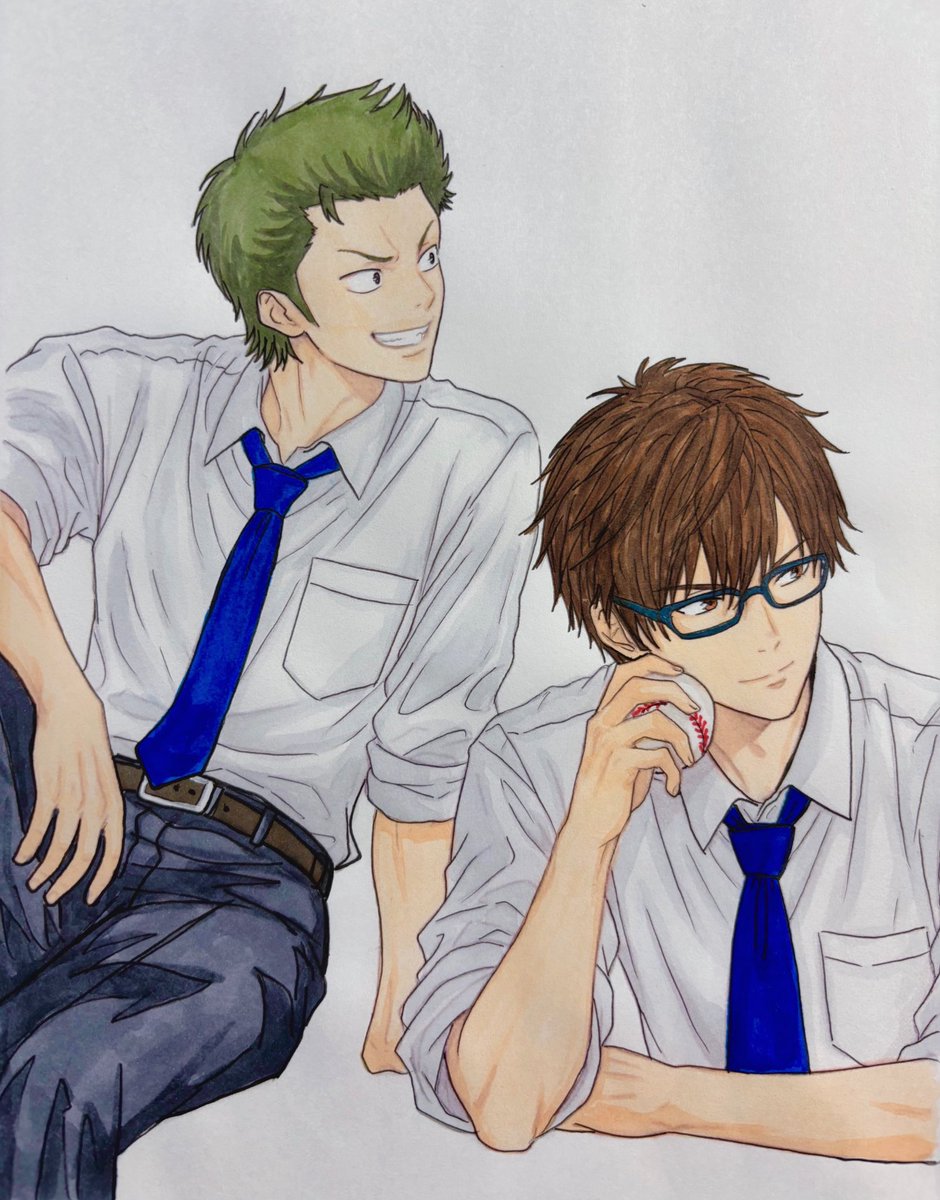 46_rio4's tweet photo. ※引退後if

御幸「あいつら、頑張ってるな。」

倉持「ヒャッハ！うちには頼もしい後輩が沢山いるからな！！」

引退後、教室の窓からもグラウンド見守ってて欲しい💭
そして亮さんの言葉を倉持が受け継いでたら泣いちゃうなと思いまして🥹 https://t.co/9iqHHJMICA