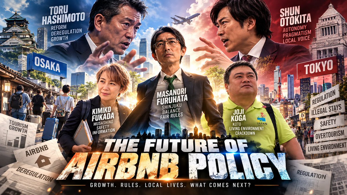 miko_first's tweet photo. 【民泊を推進した維新は、なぜ規制を始めたのか――古畑まさのり議員を通して見る、民泊政策の現在地】

新宿区でいま、民泊への強い規制が検討されています。住宅地や学校周辺では原則禁止。既存施設にも規制を及ぼす。

そこで民泊問題を追っているのが、維新の古畑まさのり区議です。

でも、ここで引っかかりました。

維新って、そもそも民泊を推進した側では？

2010年代半ば、大阪ではインバウンド急増による宿泊施設不足に対応するため、「特区民泊」を進めました。

住宅を宿泊施設として活用し、最低宿泊日数も6泊7日→2泊3日へ。

宿泊需要がある。
↓
供給を規制が阻んでいる。
↓
規制を外して民間の力を使う。

当時の維新らしい規制改革でした。

ところが約10年後、大阪自身が特区民泊の新規受付を終了します。

さらに東京では、江東区の古賀じょうじ、武蔵野市の深田貴美子、新宿区の古畑まさのりと、維新の地方議員が民泊問題を追っています。

「維新が民泊推進から規制へ転向した」

最初はそう考えました。

しかも維新には「大阪と東京」という組織問題があります。

2021年、橋下徹氏は、自身が代表だった時代には大阪維新が国会議員団の「上部・指導団体」だったという趣旨の発言をしました。

これに音喜多駿氏は、大阪維新が党の中核であることは認めながらも、国政維新は単純な「下部組織」ではないと異論を唱えています。

ならば、大阪で生まれた政策思想と東京の維新議員との葛藤が、民泊にも現れたのか？

ところが調べると、そう単純ではありません。

大阪が止めたのは特区民泊そのものではなく「新規受付」です。既存施設は営業を続けられます。

さらに、事業者が旅館業へ移ることまで想定し、騒音やごみなどの問題が別制度へ移らないようルールも見直しています。

つまり、

規制緩和
→市場拡大
→外部不経済の顕在化
→制度の再設計

「推進→反対」ではなく、「増やす政策→管理する政策」への変化と見る方が近い。

東京側も同じでした。

古賀氏が見るのは、ごみ、騒音、違法民泊。

深田氏が追ったのは、民泊施設の火災と、事故情報が自治体へ当然には集まらない制度上の穴。

大阪の出発点は、 「観光客をどこに泊めるか」。

東京の地方議員が直面するのは、 「すでにある民泊と住民生活をどう共存させるか」。

そして古畑氏は、さらに一歩立ち止まります。

問題民泊や違法民泊への対策は必要。

しかし、新宿区が既存施設まで含む強い規制へ進むなら、

なぜそこまで規制するのか。
問題は何件あるのか。
違法民泊を把握できているのか。
合法施設まで規制する根拠は何か。
別制度へ移れば問題は解決するのか。

問いは「民泊に賛成か反対か」ではなくなります。

何が問題なのか。
その問題を解決するために、どこまで規制するのか。

規制を外した維新が、約10年後に向き合う「規制緩和のその先」。

古畑まさのり氏のACTIONから、その流れを追いました。

https://t.co/R1pFX0LYA9