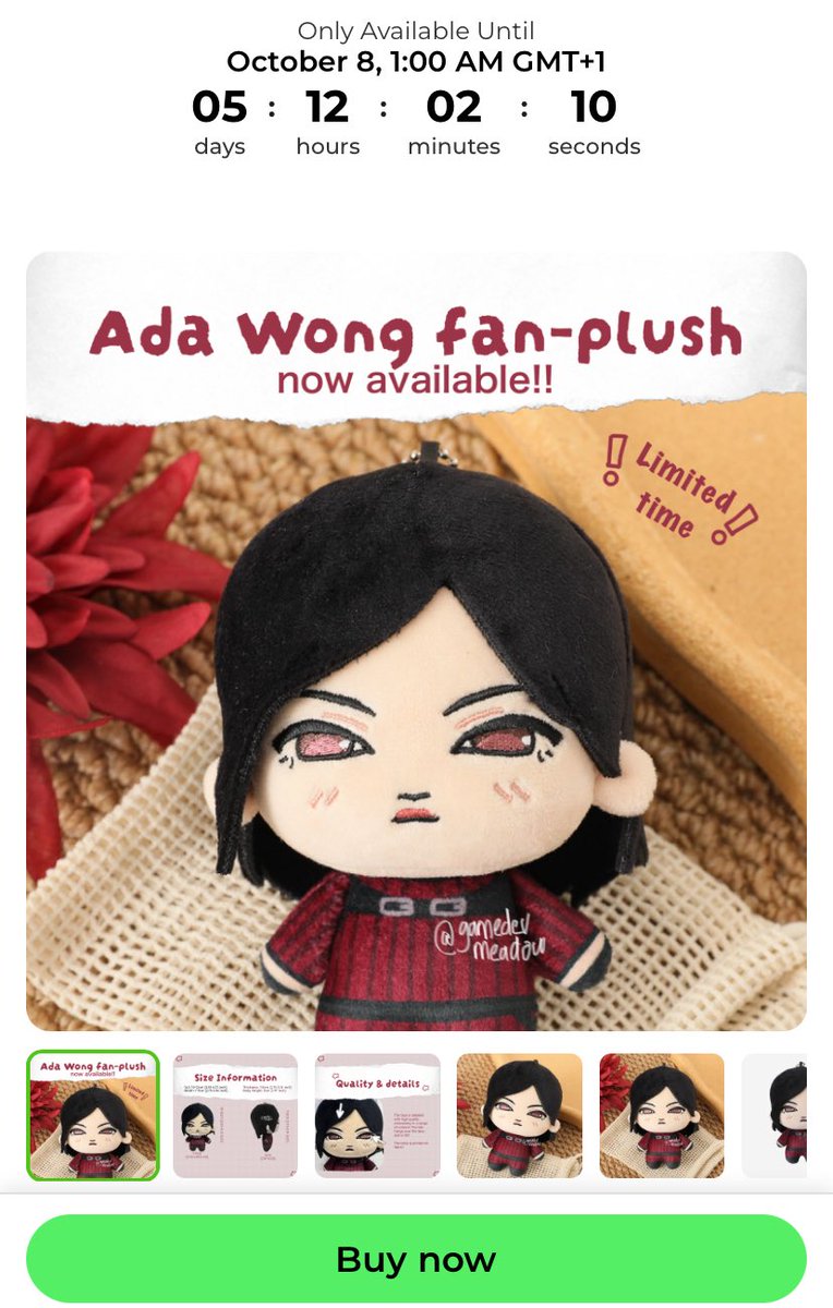 WilkoMelo's tweet photo. Just a reminder that the Ada Wong fan-plushie I made with acggoods is only available for 5 more days!!
She turned out super cute - thank you to everyone who pledged and helped her become real!!
#AdaWong #ResidentEvil #RE4R https://t.co/WhbsYDP07S