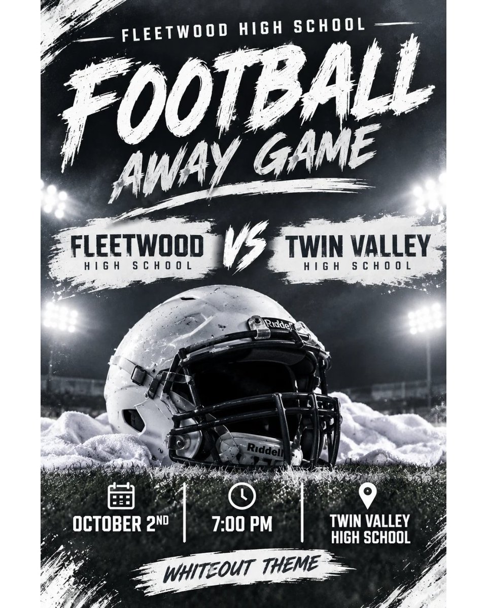 FASDTigers's tweet photo. Away game at Twin Valley tonight for our Tigers! Come out to watch football and cheer. The theme is whiteout, so wear your best white attire! 🐅🏳️ https://t.co/KbTZj2oyQR