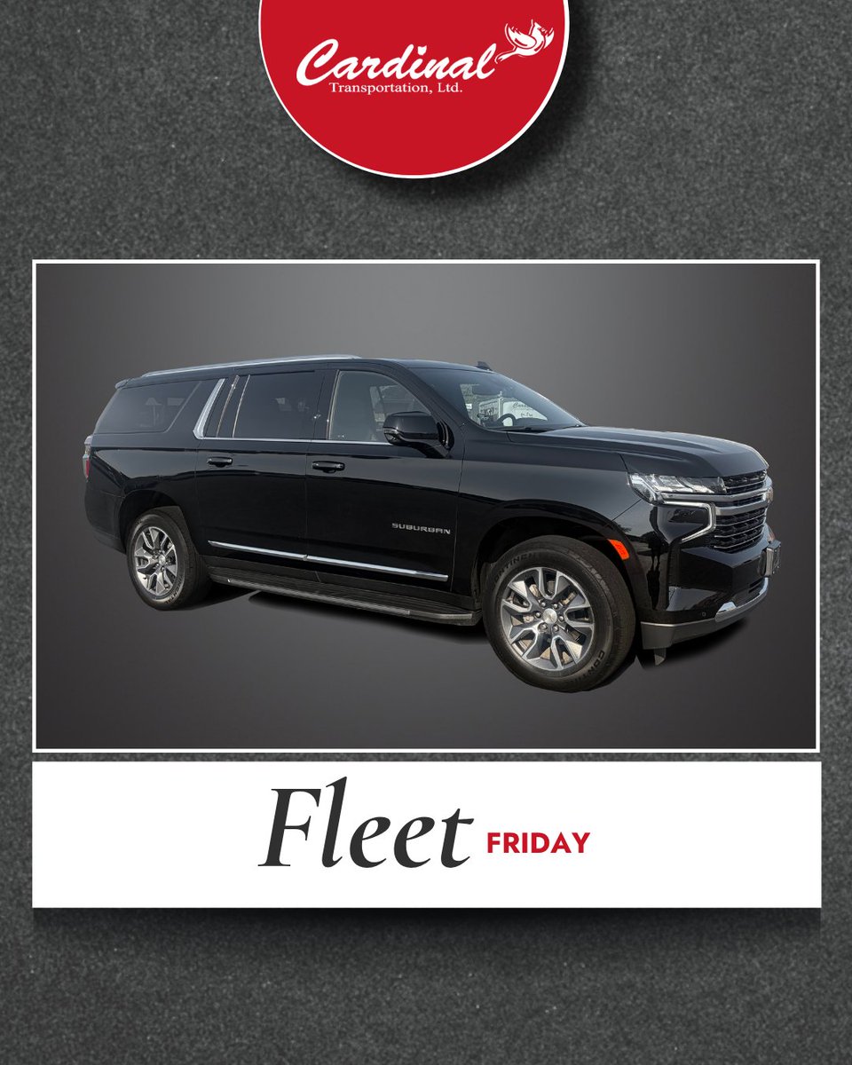 CardinalTrans's tweet photo. Fleet Friday is here! Our six-passenger SUVs offer a refined option for smaller-group transportation, with black leather interiors, rear controls, bottled water, and other thoughtful amenities. Explore our fleet at https://t.co/dALkWbu87X. https://t.co/P0wsRDv2dx