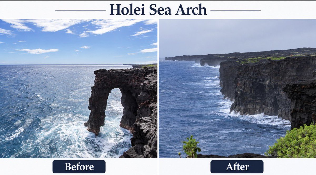TheInsiderPaper's tweet photo. Hawaii’s iconic Hōlei Sea Arch collapses into ocean after standing for 500 years https://t.co/4F1KaxAafV