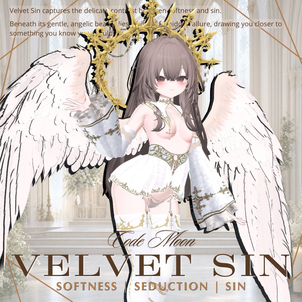 CODEMOON_public's tweet photo. CØDE MOON — NEW RELEASE
『VELVET SIN』
やわらかさに包まれた、禁断の魅惑。
Forbidden allure, wrapped in softness.

✦ 発売当日限定 60% OFF
✦ 翌日から10/11まで 30% OFF

🎁 いいね＆RTキャンペーン
この投稿にいいね＆RTで応募完了！
応募締切：10/6｜当選発表：10/7

抽選で3名様に『VELVET SIN』のフルセットをプレゼント！

🤍 BOOTHの商品に♡が200件つくごとに、
当選者を1名様ずつ追加！

🛒 https://t.co/LIpRga6cRq
#CODEMOON #VRChat #VRC #CØDEMOON