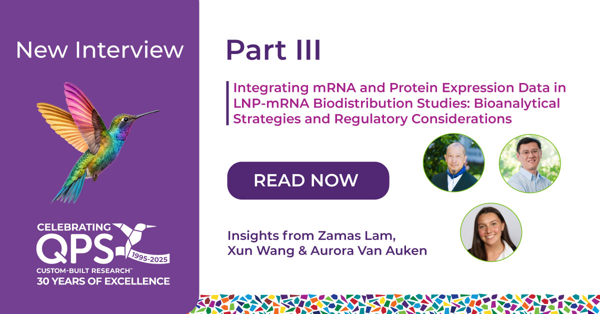 QPSHoldingsLLC's tweet photo. Is your #mRNA reaching its target? In Part III of the Bioanalysis Zone series, #QPS experts explain how linking delivery and expression data can reduce uncertainty in efficacy, safety and regulatory planning. Read: https://t.co/Q2YtVElrjl or email info@qps.com. #bioanalysis https://t.co/1I5jqq8ZmZ