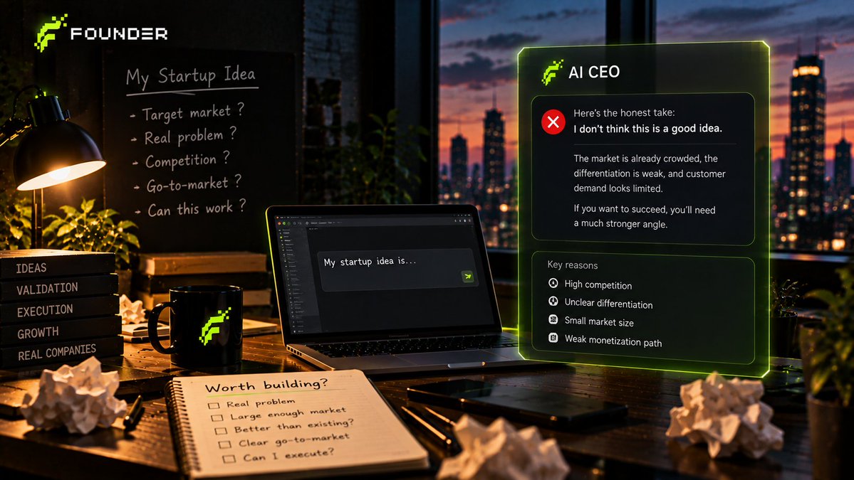 FounderOnChain's tweet photo. Would you trust an AI CEO to tell you that your startup idea is bad?

Honestly, I think that's more useful than one that tells you everything sounds great. https://t.co/YJ1Hfex4tl