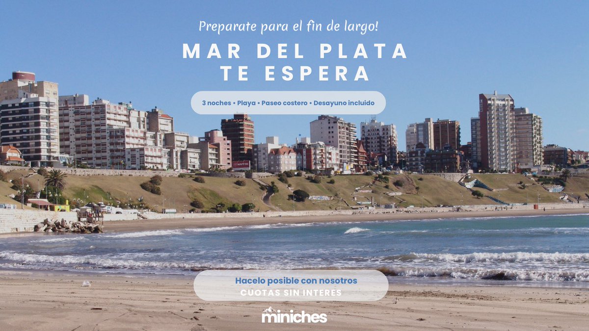 TurismoMiniches's tweet photo. El finde largo del 12 de octubre ya se viene 📅 Armá tu plan con tiempo y aprovechá cuotas sin interés.

#FeriadoLargo #TurismoMiniches https://t.co/iy8PPgAUJs