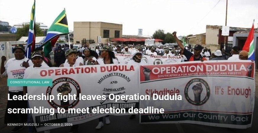 ConvictionZA's tweet photo. An Electoral Court judgment details how a leadership dispute left Operation Dudula racing to complete its election nominations.
Read more here:
https://t.co/4cYKHqXLdq
#OperationDudula #IEC #MunicipalElections #ElectionLaw #PoliticalParties https://t.co/ILy95eqqiG