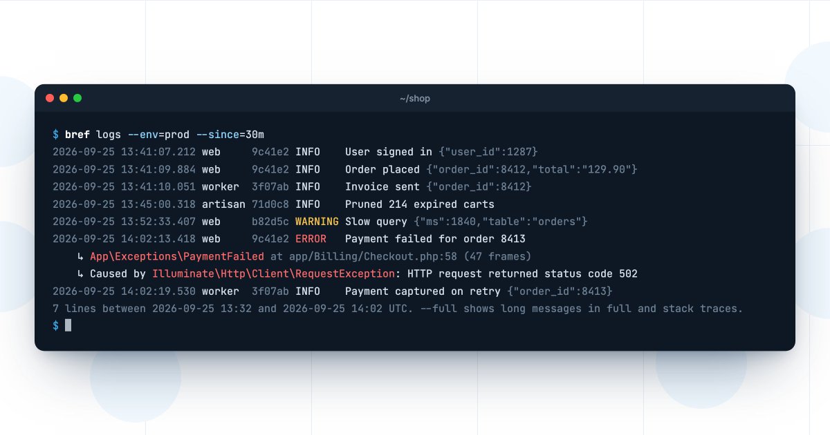 matthieunapoli's tweet photo. You can now view and search logs from the terminal:

bref logs --env=prod --search="payment failed"

https://t.co/pgbUkRGA8s

It's built to be friendly for humans (pretty-print stack traces, filters noise) _and_ AI agents too (low tokens, multiple filters…) https://t.co/qnDsGE6Y0E