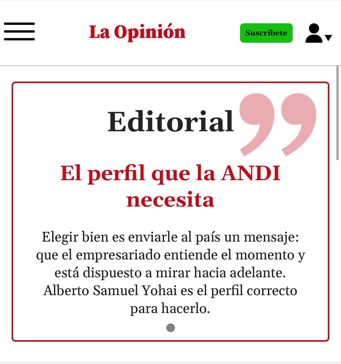 cristianverbel's tweet photo. El relevo no puede limitarse a cambiar un nombre. La ANDI necesita, en primer lugar, un presidente capaz de recomponer el diálogo con el Gobierno nacional sin renunciar a la autonomía que la ha sostenido durante 82 años. Interlocución no es sumisión, y autonomía no es trinchera.

En segundo lugar, necesita a alguien que entienda hacia dónde se mueve la economía. La empresa colombiana compite hoy en un terreno definido por la digitalización, la automatización y la inteligencia artificial. Un gremio que habla sobre todo el lenguaje de la manufactura tradicional corre el riesgo de quedarse describiendo el país que fue.

En tercer lugar, la ANDI requiere experiencia internacional y oficio de negociación. Las decisiones que afectan al empresario colombiano se juegan cada vez más en aranceles, cadenas globales de suministro y relaciones con Washington.

Ese perfil existe, y su nombre toma fuerza. Alberto Samuel Yohai (@asyohai) preside desde junio de 2012 la Cámara Colombiana de Informática y Telecomunicaciones (CCIT), el gremio que agrupa a las principales empresas de tecnología y telecomunicaciones del país. Es economista de la Universidad de Georgetown y se formó en negociación en Harvard.

https://t.co/A5u763ETlW