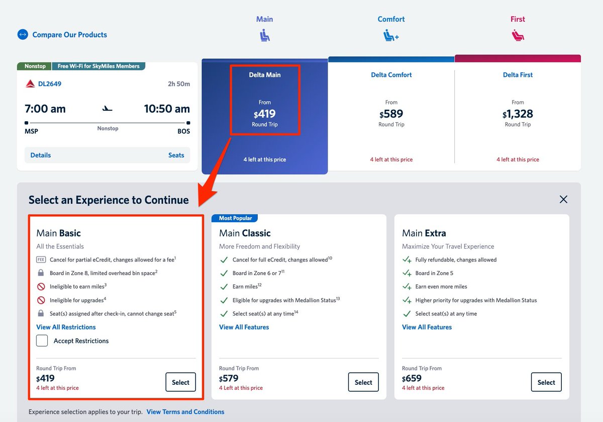 kpottermn's tweet photo. We've been calling AA out for this bait-and-switch pricing for more than two years. 

And unfortunately, Delta copied it. https://t.co/XDSVxMt0Ku https://t.co/mS1zcgVJDp