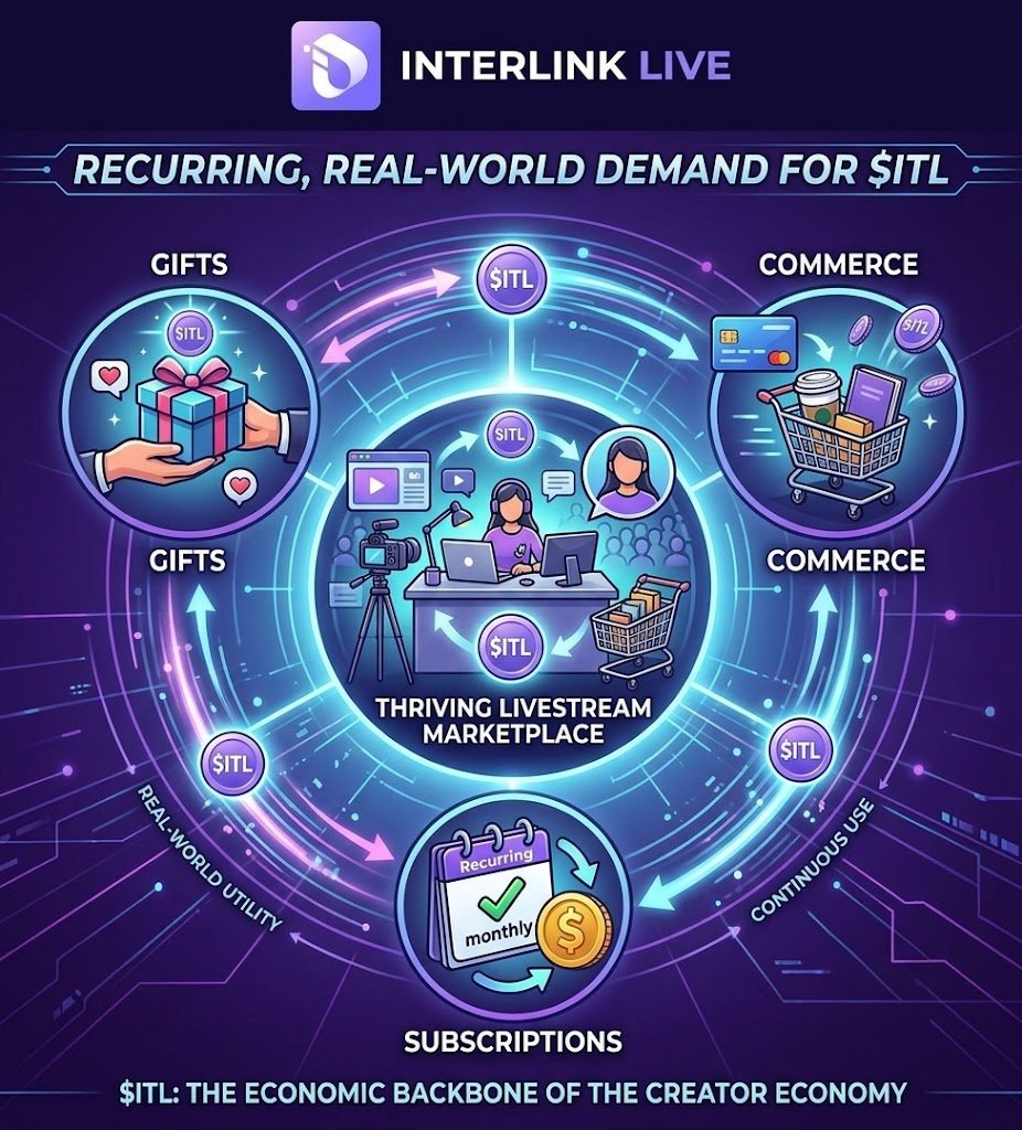 MJAxki's tweet photo. InterLink Live isn't just about transaction volume; it’s about creating recurring, real-world demand for $ITL. Driven by gifts, commerce, and subscriptions, every livestream becomes a thriving marketplace. #ITL #CreatorEconomy #Web3
#InterLink #ITLG #ITL https://t.co/M7oWERq45x