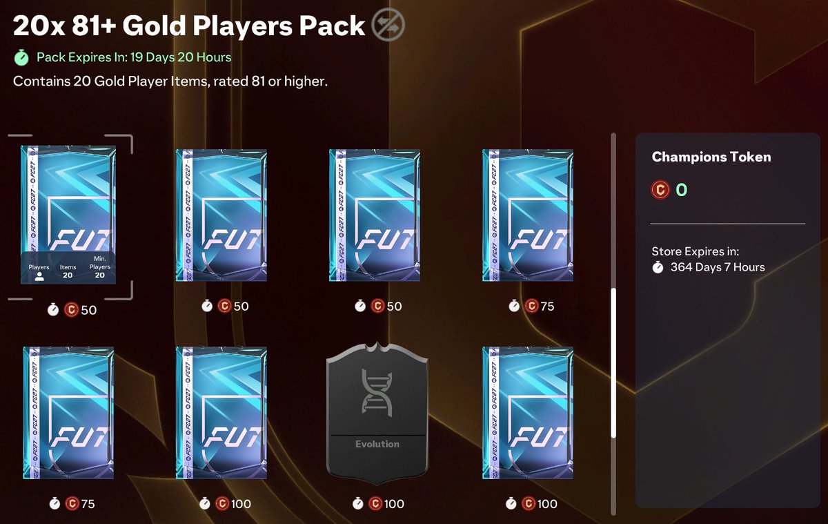 FUTxGG's tweet photo. What Champs Rewards you should take? 

This depends on 3 things:

Coins💰: 
🔸TOTW Pack (25 Tokens)
🔸5x82+ Pack (25 Tokens)
🔸2x86+ Pack (75 Tokens)
🔸10x83+ Pack (75 Tokens)
🔸3x88 Pack (200 Tokens)

Gallery🖼️:
🔸10x75+  Pack (15 Tokens)
🔸10x80+ Pack (25 Tokens)

Best Packs 🎁 (untradeable):
🔸20x81+ Pack (50 Tokens)
🔸10x84+ Pack (100 Tokens)
🔸5x86+ Pack (125 Tokens)

AVOID❌:
🔸2x77+ Pack (5 Tokens)
🔸1 of 5 83+ Pick (15 Tokens)
🔸Celebrations (25 Tokens)
🔸1 of 4 85+ Pick (50 Tokens)
🔸1 of 5 TOTW Pick (50 Tokens)
🔸1 of 5 82+ TOTW Pick (100 Tokens)
🔸EVO (100 Tokens)
