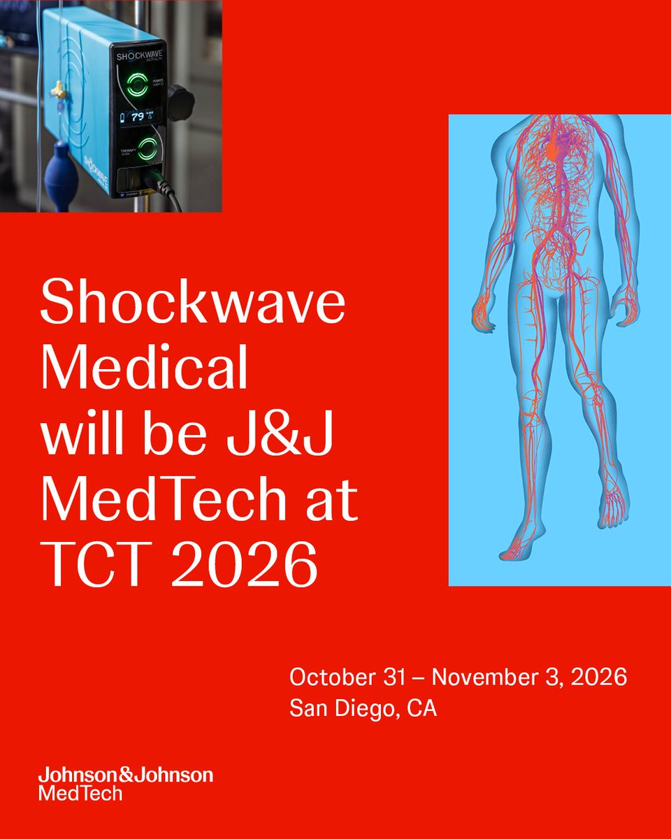 JJMT_CircRest's tweet photo. #ShockwaveC2AeroFly is taking flight at #TCT2026 ✈️ 

Meet us as @JNJMedTech circulatory restoration solutions for the first time at TCT and discover what's new across our calcium-cracking portfolio! Join our #ShockwaveIVL symposium, attend the latest #CoronaryIVL clinical data sessions, and get hands-on experience with the new #ShockwaveC2AeroFly at our Training Pavilion.

Explore all we're bringing to TCT: https://t.co/XHLPZV0yqz  

@TCTConference #JNJMedTech 

US Rx only. Safety Info: https://t.co/as4irbY3DX Product availability may vary by country.