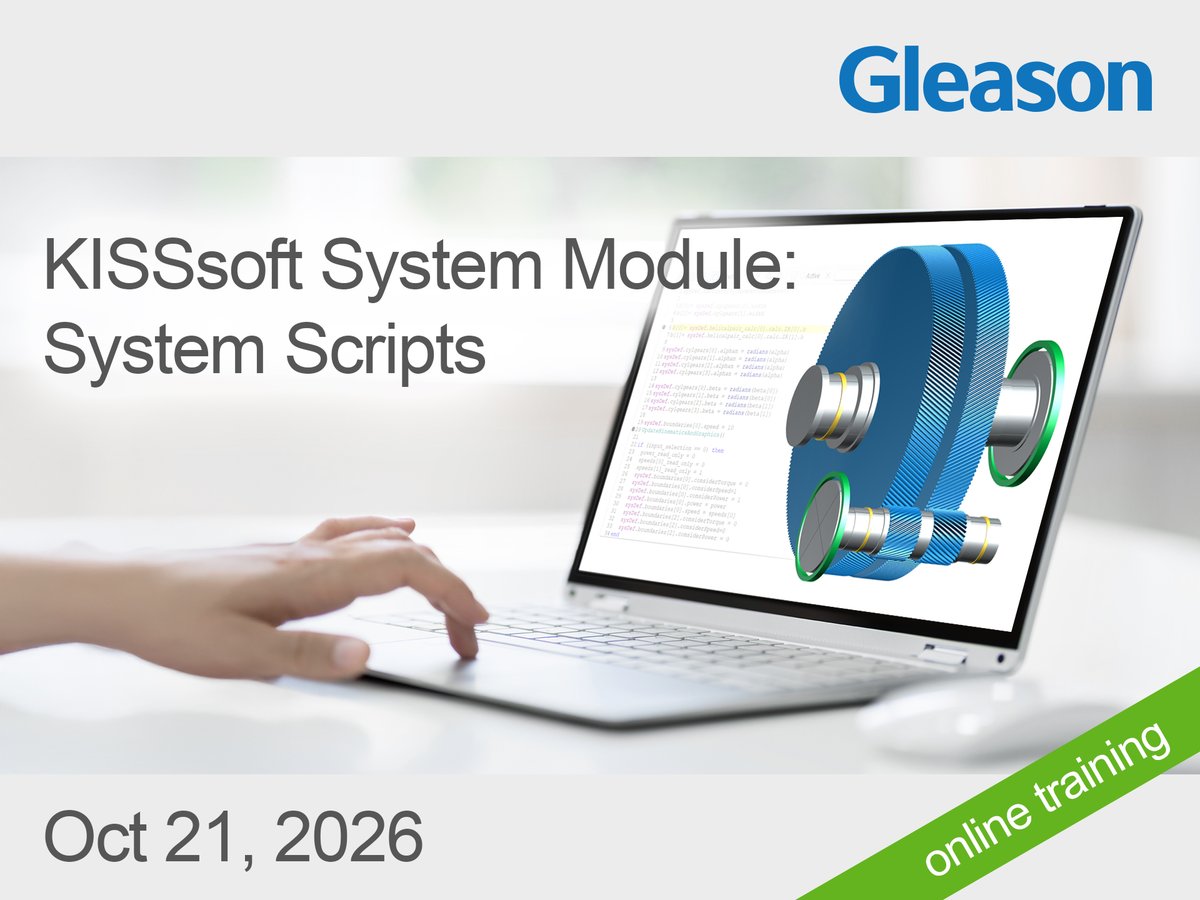 Gleasonposts's tweet photo. The upcoming “KISSsoft System Module: System Scripts” course explains the use of scripting language, program practical example scripts and shows you how to adapt existing data tables. Join us Oct 21, 2026, registration deadline is Oct 7, 2026: https://t.co/wI4A4CR7DQ https://t.co/lXGvg8sVyA
