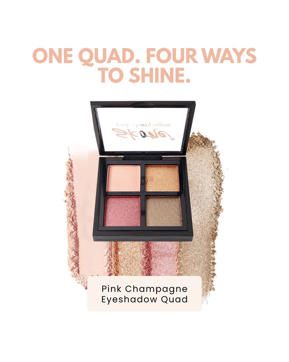 SKONEcosmetics's tweet photo. A little pink. A little shimmer. A whole lot of glow. ✨

The Pink Champagne Eyeshadow Quad combines soft, sophisticated tones with luminous finishes, giving you the versatility to create an eye look that feels completely your own.

🛒Shop at https://t.co/darkSiX1U3 today! https://t.co/6tIMgpXg4j