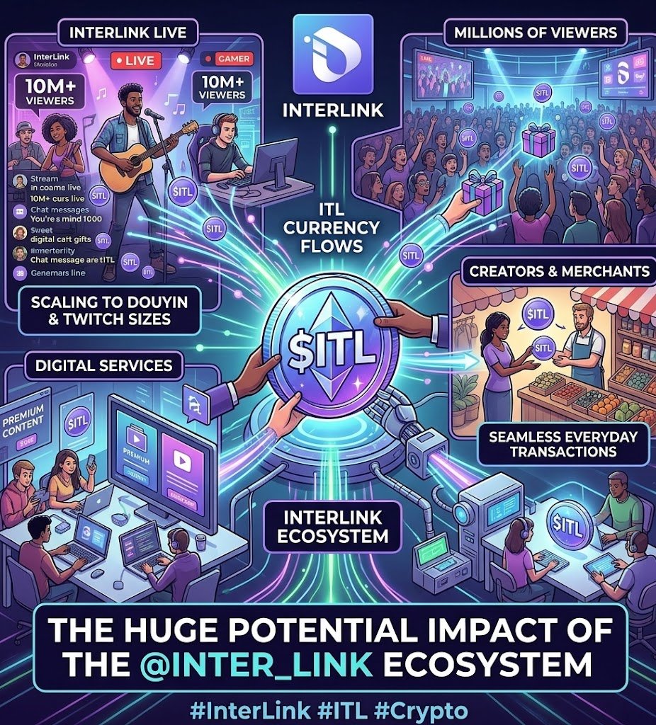 MJAxki's tweet photo. The potential impact on the @inter_link ecosystem is huge. Imagine InterLink Live reaching the scale of Douyin or Twitch, turning $ITL into an everyday currency moving seamlessly between millions of viewers, creators, and merchants. #InterLink #ITL #Crypto https://t.co/0Fxa4DHm7E