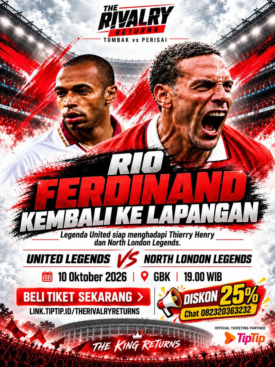 amelalmera_'s tweet photo. Woyy siapa yang udah siap nonton United vs NorthLondon Legend tanggal 10 Oktober? 🙋‍♂️ Katanya ada promo tiket spesial, sayang kalau dilewatin! Cuss gas nonton!
#TheRivalryReturns https://t.co/jtEHq408Bw