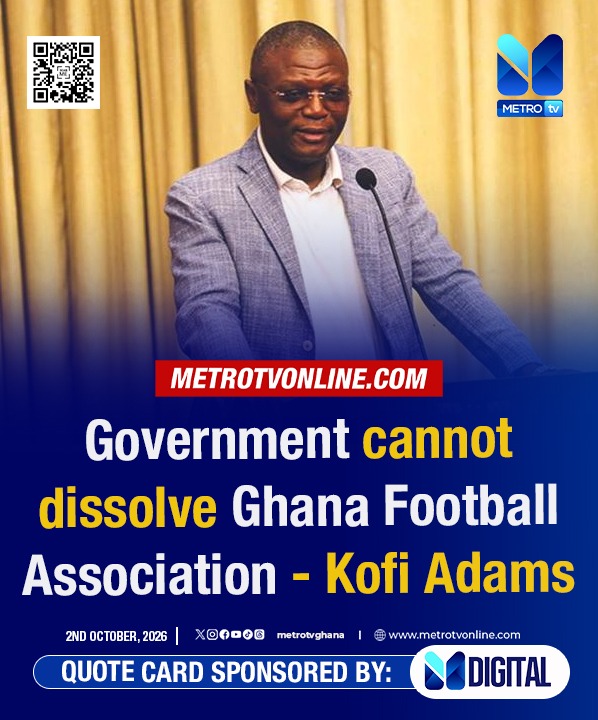 metrotvgh's tweet photo. Government cannot dissolve Ghana Football Association -- Kofi Adams 

#MetroNews #MetroDigital https://t.co/IN8WyjUAzI