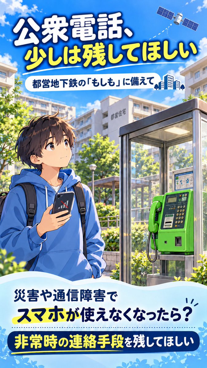 sasa4860's tweet photo. 都営地下鉄で全撤去なる公衆電話
自分としては「非常時」として何％かのこしてほしいもんだけど、衛星通信とかでてきて非常時に必要ないと思われたのかな。昭和世代として若干残しててほしいけど
維持費のコスト高の影響なんかな
無くなるのは少し寂しい気もするけど https://t.co/PXWtxlHYs4