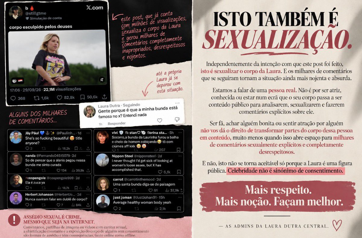 lauradcentral's tweet photo. Já passou da altura de falarmos sobre isto. Esperamos que sirva de reflexão. https://t.co/jdtFN2B4RF