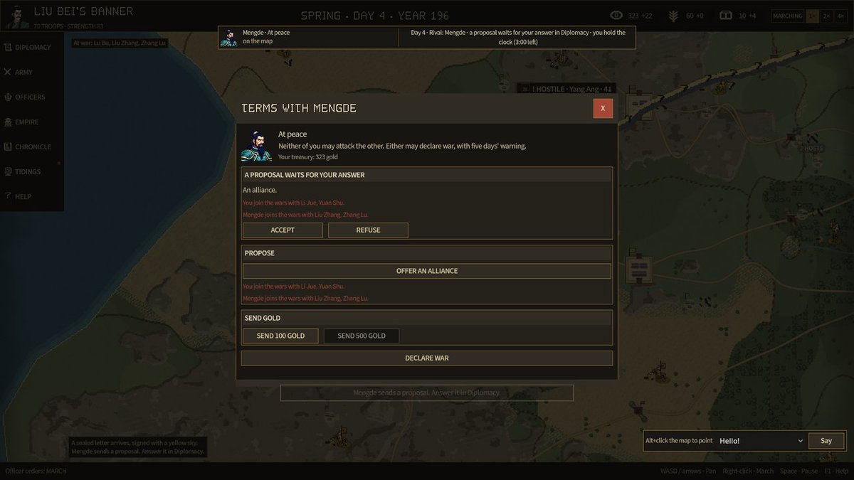 threekingdomsRI's tweet photo. Your friend offers an alliance. Accept, and their enemies become yours.

Allies share wars and vision in Three Kingdoms Reimagined. Would you trust Cao Cao?

Free demo. Next Fest: Oct 19 to 26.
https://t.co/nF0ac9AHjk https://t.co/j919Q72TR3