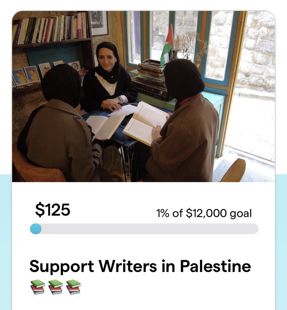 _ZachFoster's tweet photo. I wanted to draw your attention to an amazing initiative in Nablus called Al-Mubtada.

It is a literary hub in the Old City of Nablus, where writers and readers meet for the love of books, creativity, and inspiration. Illustrators and poets rub shoulders with storytellers and calligraphers.

Al-Mubtada is raising funds to cover the running costs, and publish new poetry, essays and fiction; original Palestinian writing with a twist.

Support them if you can https://t.co/AJWFrk0SqE