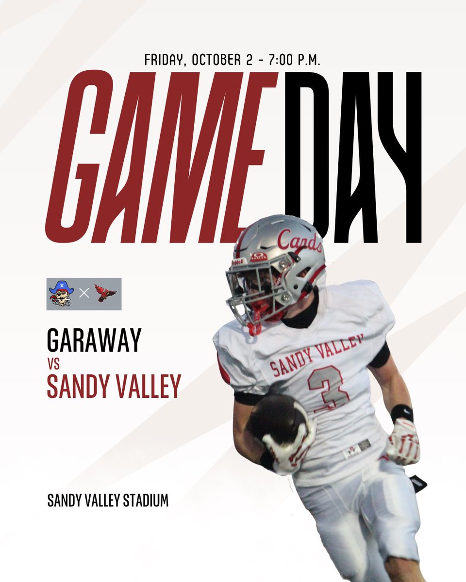SVCardsFootball's tweet photo. GAME DAY! The Cardinals are back on their home field against Garaway tonight. Kick-off at 7:00 P.M. 🔴⚪️ https://t.co/KtycWPyJA3
