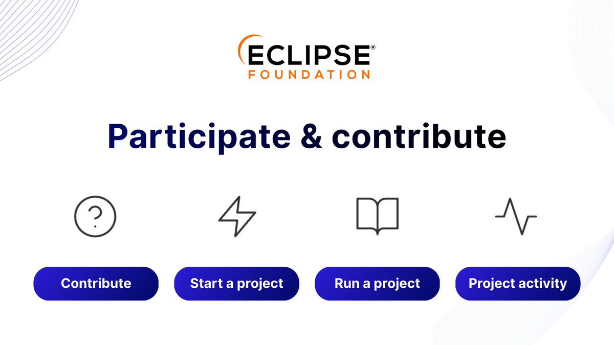 EclipseFdn's tweet photo. You don’t need to be an expert to get involved. The #EclipseFdn projects welcome everyone.

Start by visiting our projects page to:
🔹 Start or propose your own project
🔹 Discover active projects
🔹 Learn how to contribute
🔹 Review project activity

👉 Participate and contribute today: https://t.co/Kh8yMEemIr

#OpenSourceProjects #OpenSourceContribution