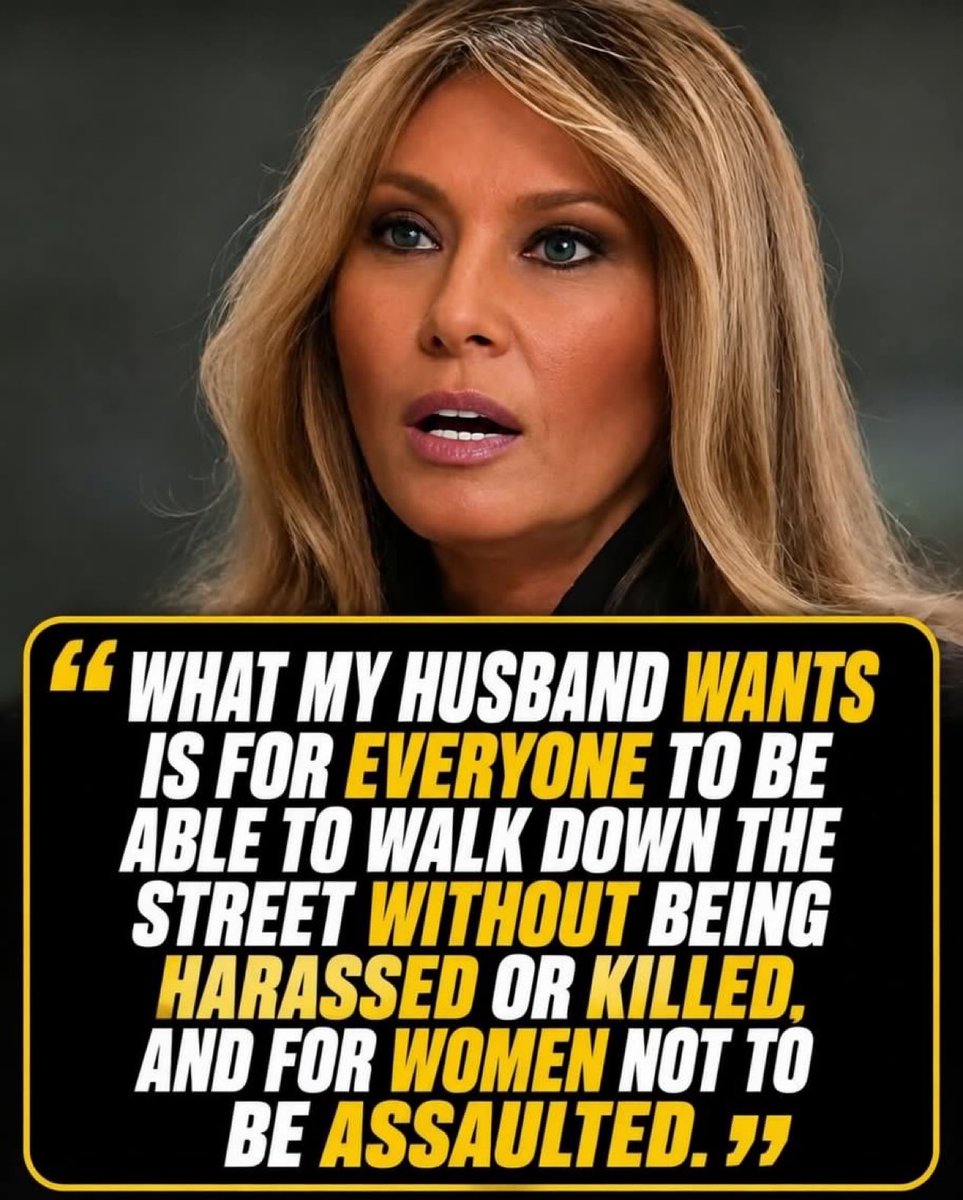 PatriotEagle776's tweet photo. Melania said it perfectly. 🇺🇸

What President Trump wants is simple: safe streets, law and order, and a country where women can walk freely without being harassed, attacked, or assaulted.

That shouldn’t be controversial. That should be common sense.

Thoughts? 👇 https://t.co/IUNPPksQ5v