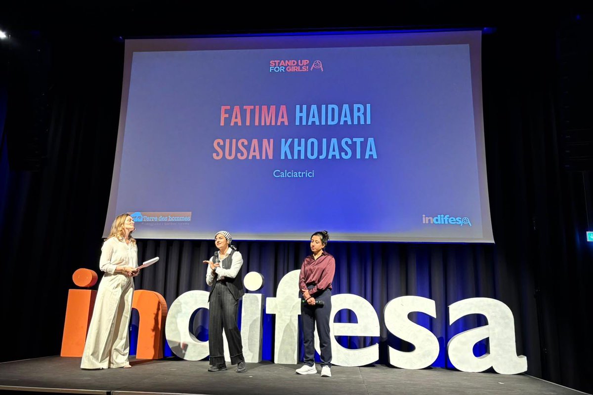 FIGC's tweet photo. Presentato a Milano il dossier #InDifesa di Terre des Hommes: all’interno un capitolo sul progetto FIGC ‘Insieme per Herat’ 🫂
📌 Fatima #Haidari e Susan #Khojasta protagoniste dell'evento “Stand Up For Girls”
➡️ https://t.co/xcbWPbpNoS
#FIGC https://t.co/1yXZcumpXN