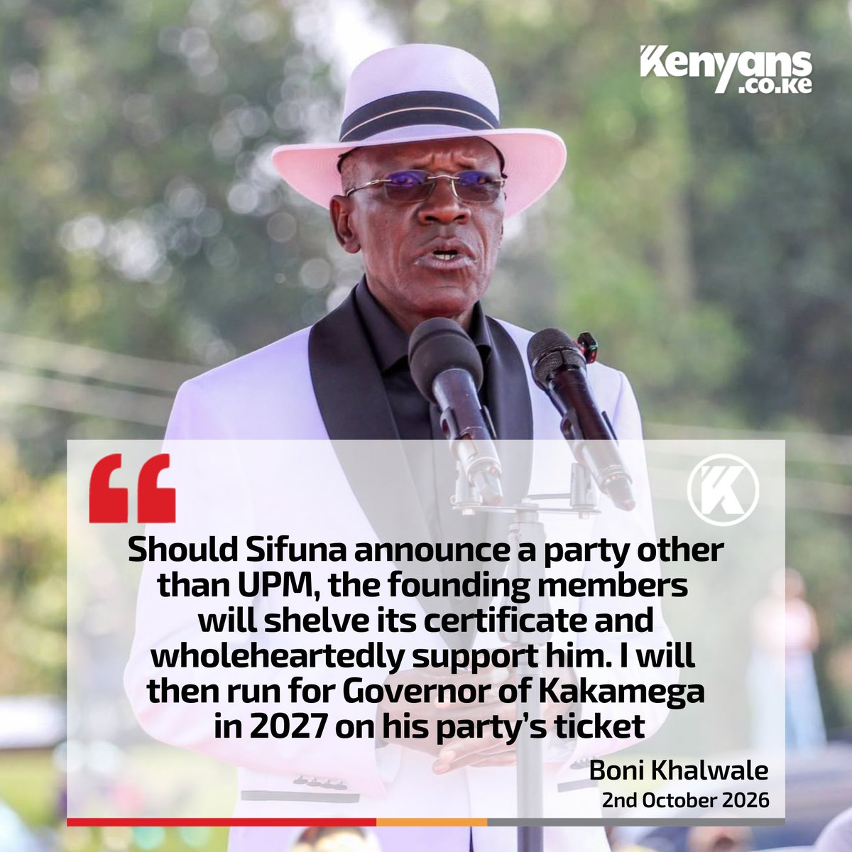 Kenyans's tweet photo. I will run for Governor of Kakamega in 2027 on Sifuna's party ticket - Boni Khalwale https://t.co/ZUBvyaEr6K