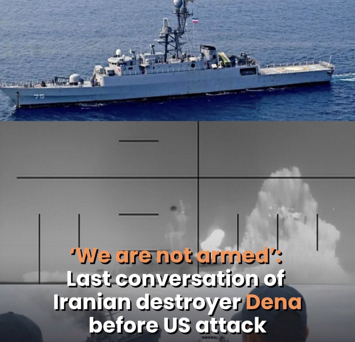 dlLambo's tweet photo. 104 Iranian sailors, many in their late teens, unarmed, thousands of miles away at a training event with other nations.

Their final words to the US warship that slaughtered them "we are unarmed".

The law of armed conflict states survivors to be recused - the US ignored this. https://t.co/t8ZXmUDqnL