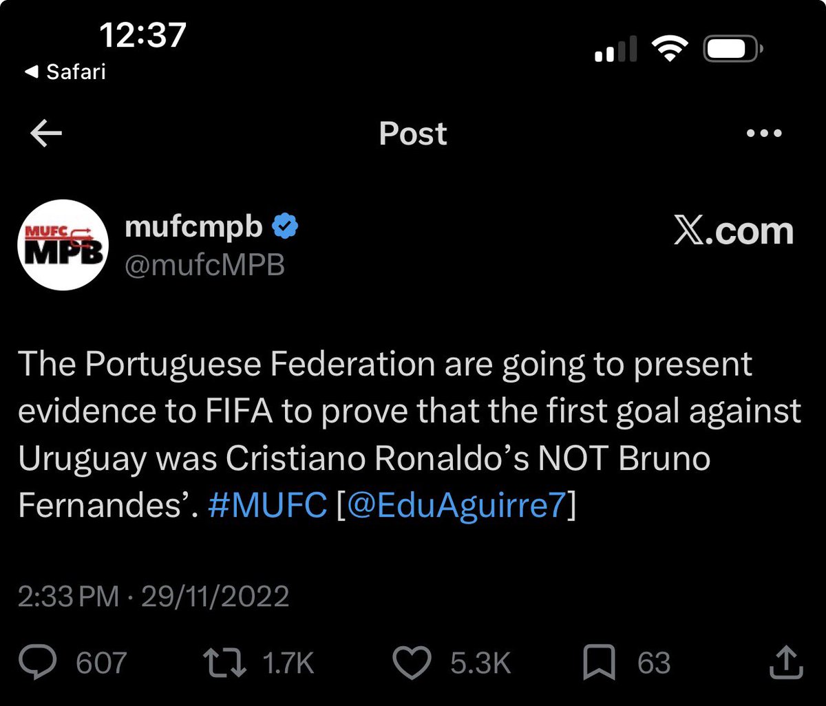 exfootballfan's tweet photo. Bruno scores his first World Cup goal and Ronaldo immediately launches a full legal campaign to get it awarded to himself.

“Why isn’t he liked?” because he is a 41yo manchild who only cares about himself. https://t.co/iwe5DupOEQ