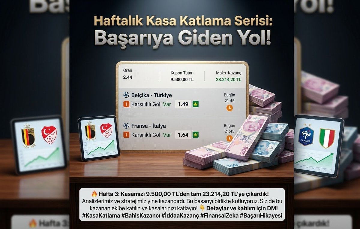 35KSP35's tweet photo. Siz de kazanmaya odaklı bu ekibe katılmak ve kasanızı katlamak istiyorsanız vakit kaybetmeyin!
https://t.co/0kQMaHw0sJ
​📩 Detaylar ve seriye katılım için DM göndermeniz yeterli!
​#KasaKatlama #İddaaKazanç #BahisKazancı #FinansalZeka #BaşarıHikayesi #Analiz #Kupon https://t.co/MJ0RyPm99L