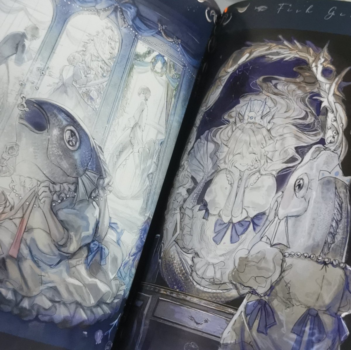 altdebaran's tweet photo. Very lovely.

— Fish Girl’s Dream Artbook
— Story &amp; Art by MeiMezu
(and me as one of the guest artists) https://t.co/WGVYhPDtrW