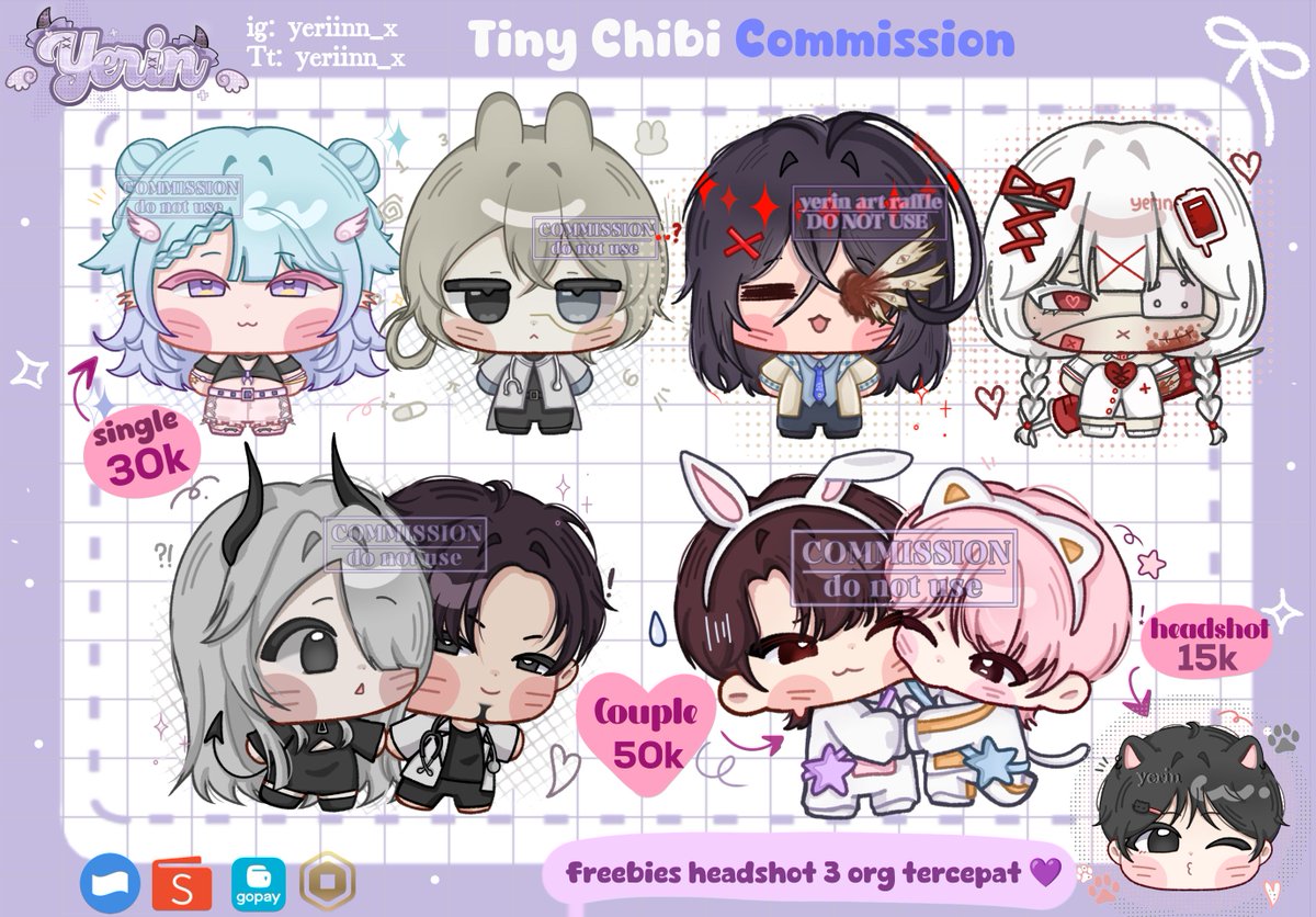 Yeriinn_'s tweet photo. @moirasshe Haii kaa aku ada chibi ych cocok bgt buat oc versi mini XD bisa ych dan bisa custom juga yap! Dm me if interested:3 https://t.co/4x3HAnyCPs