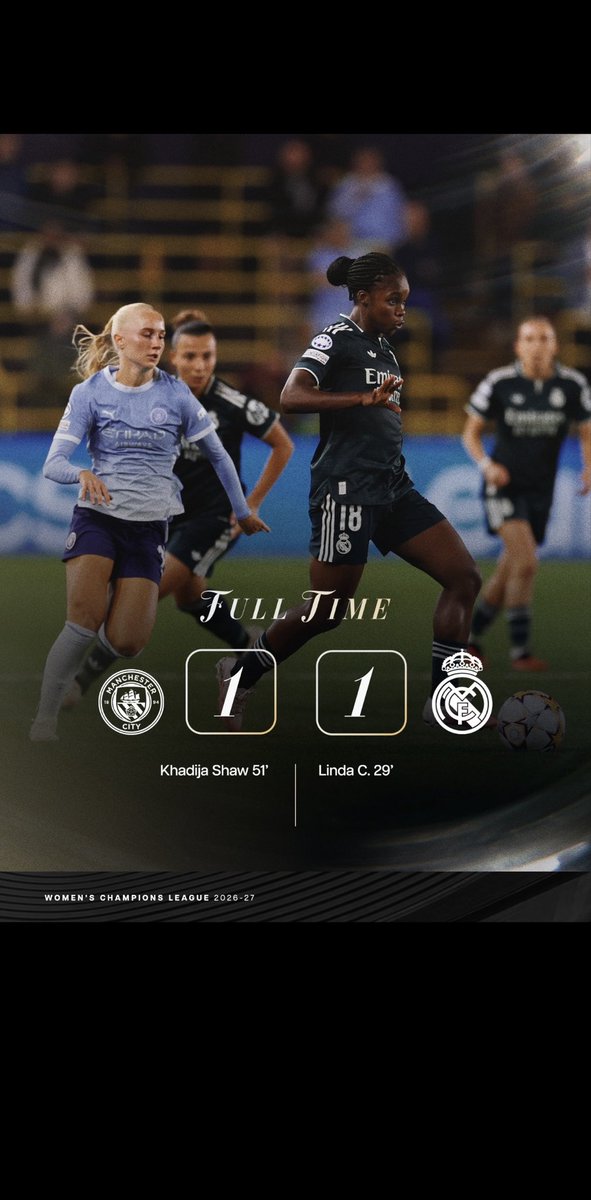 AmigosRM_Marace's tweet photo. Resultado Champions League Femenina:

Manchester City 1-1 Real Madrid 

La árbitra anula un polémico y surrealista gol de las blancas en el minuto 88.

El Madrid disfruta y sufre.

Hala Madrid https://t.co/jZxaoJIHOT