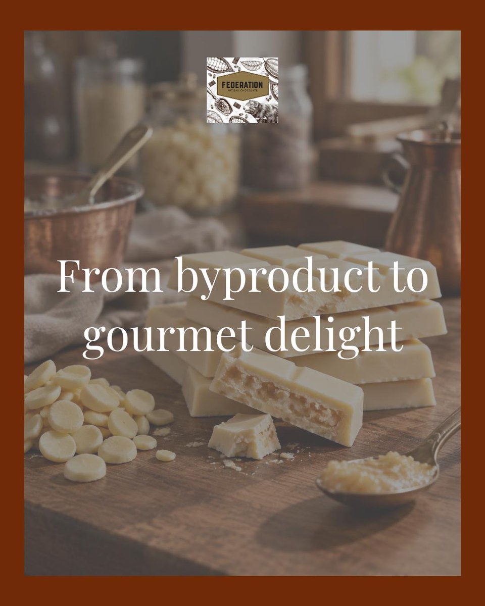 TassieFudgey's tweet photo. Fact: White chocolate began as a way to use excess cocoa butter and was refined mid-20th century. We now craft creamy, caramelised white chocolate with high-quality cocoa butter. #Chocolate #federationchocolate Tap the link in bio. https://t.co/O9qoN4oM2h