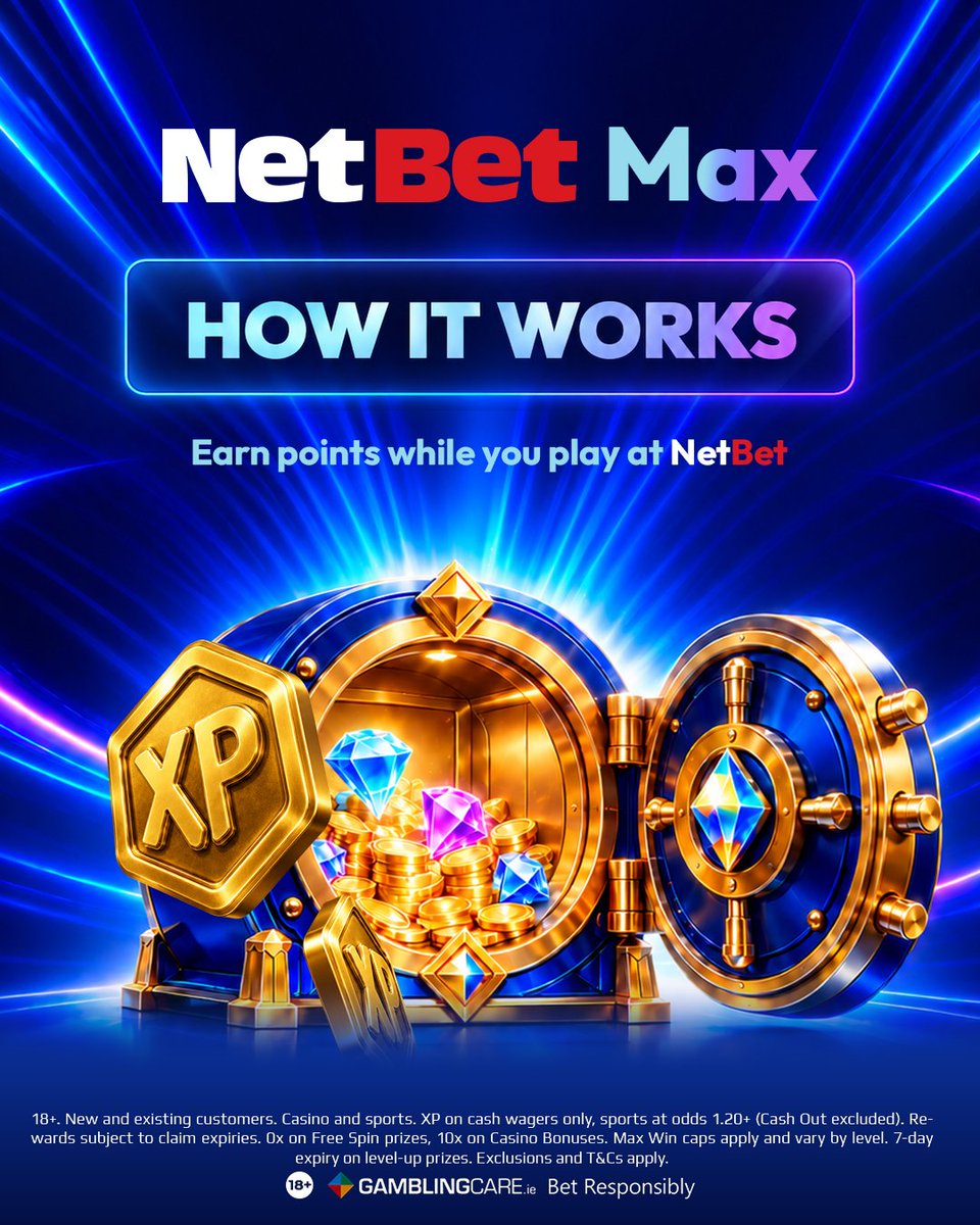 NetBet_IRL's tweet photo. NetBet Max: How it Works

1. Play to earn XP

2. Level-up instantly

3. Enjoy exclusive rewards

Swipe through to see how it all fits together.

Explore: https://t.co/75MF5owP7X

18+ | T&amp;Cs apply | https://t.co/hTizuABSBX | Bet Responsibly https://t.co/XCwIf18RsM