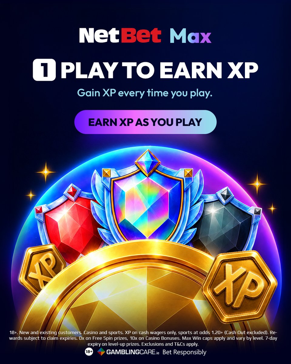 NetBet_IRL's tweet photo. NetBet Max: How it Works

1. Play to earn XP

2. Level-up instantly

3. Enjoy exclusive rewards

Swipe through to see how it all fits together.

Explore: https://t.co/75MF5owP7X

18+ | T&amp;Cs apply | https://t.co/hTizuABSBX | Bet Responsibly https://t.co/XCwIf18RsM