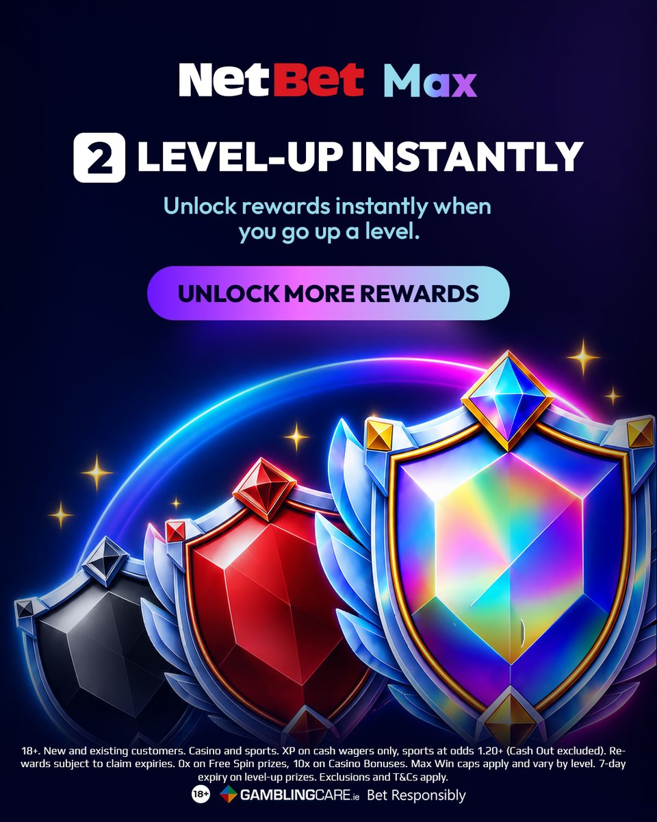 NetBet_IRL's tweet photo. NetBet Max: How it Works

1. Play to earn XP

2. Level-up instantly

3. Enjoy exclusive rewards

Swipe through to see how it all fits together.

Explore: https://t.co/75MF5owP7X

18+ | T&amp;Cs apply | https://t.co/hTizuABSBX | Bet Responsibly https://t.co/XCwIf18RsM
