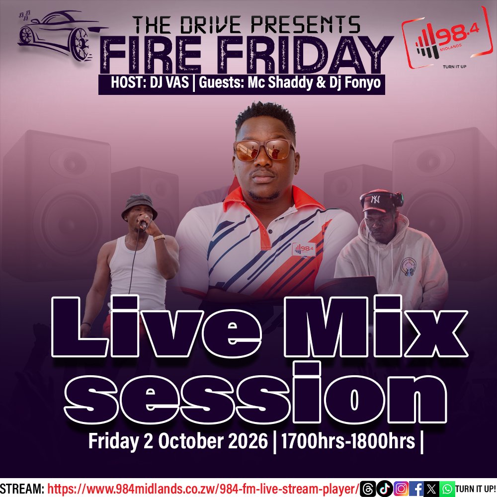 984midlandsfm's tweet photo. Its Fire Friday on The Drive Today!
Catch DJ Vas alongside MC Shaddy & DJ Fonyo between 1700hrs-1800hrs.
#turnitup https://t.co/4KJtKGp5kq
