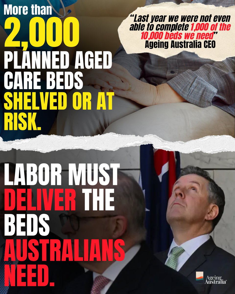 Anne_Ruston's tweet photo. More than 2,000 planned aged care beds are shelved or at risk, Ageing Australia warns, following Labor’s below-inflation funding increase.

Older Australians are already waiting for care. Labor must explain how this decision helps deliver the beds they need. https://t.co/k91urzqHdO