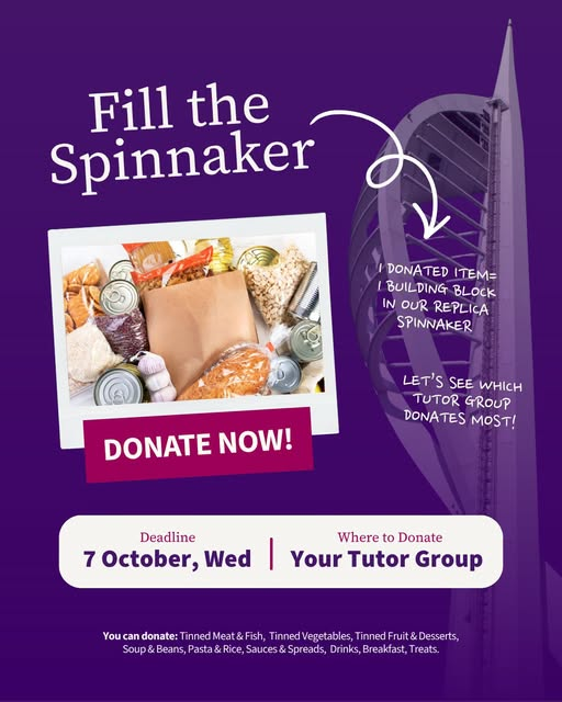 ArkCharter's tweet photo. We're asking every tutor group to bring in donations for local food banks and help us build a replica Spinnaker Towers from the items collected. All donations will help support local food banks provide essential food for families in Portsmouth area going through difficult times. https://t.co/QQpGq91Bj8