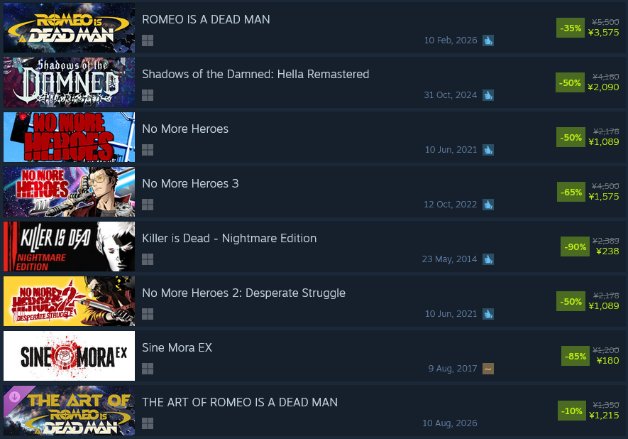 Grasshopper_EN's tweet photo. A handful of #GhM titles are currently available at a discount for the #SteamAutumnSale!🤑
Grab any of these games for the low, low price of (um, whatever your game of choice is listed for; up to 90% off🤯)! Sale ends on October 8th!👍 https://t.co/aQxTUYeUdS