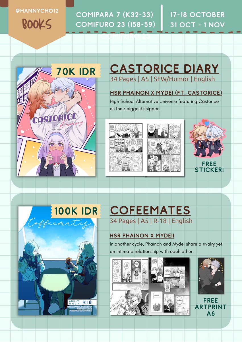 hannycho12's tweet photo. [🔁&amp;🩵] (1/2)
CF23 Pre-Order batch 2 is open!

📅Deadline: 2 Oct - 15 Oct 2026
🛒Pick-Up only!
📍Udang Mentega - I58-59 (Both days)
🔗: https://t.co/cpIWnNwJ8A 
✨Hoyoverse, Haikyuu!, Shugo Chara, Clamp, Ouran High School, Devil May Cry

 #cf23 #comifuro23 #CF23catalougue https://t.co/00OhOfWyzZ