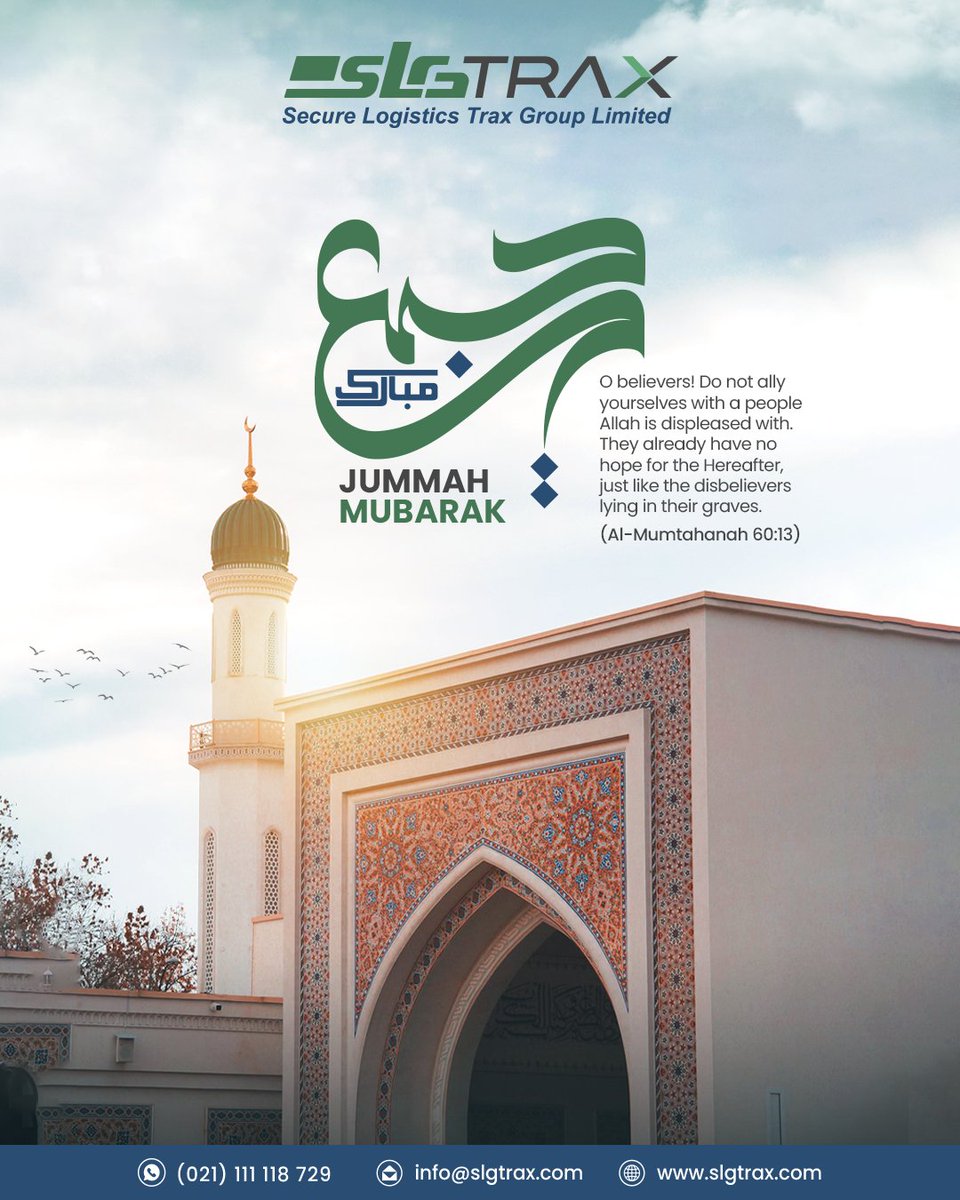 SLGTrax's tweet photo. May this blessed Friday fill your heart with peace, your home with happiness, and your life with endless barakah.

May Allah accept our prayers, forgive our shortcomings, and guide us towards what is best for us.

Jumma Mubarak.

#JummaMubarak #BlessedFriday #FridayBlessings https://t.co/9gEZmOftYh