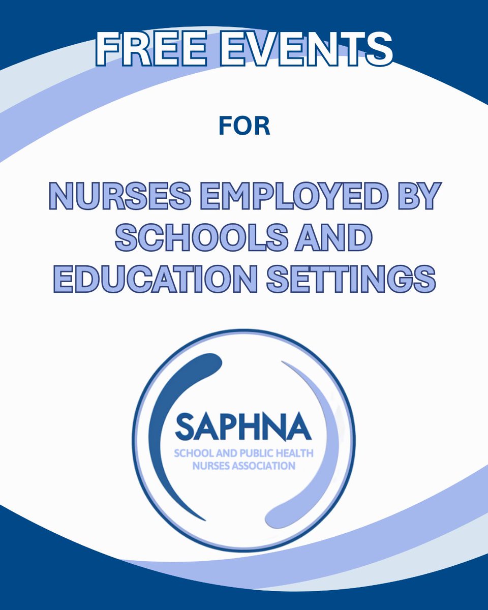 SAPHNAteam's tweet photo. Two FREE events for Nurses Employed by Schools and Education Settings.

9 October https://t.co/m7ZLeJtaL1

12 October https://t.co/0qmD2uChYV

Open to all. Sign up with no obligation or commitment. https://t.co/QuxZMeggCg