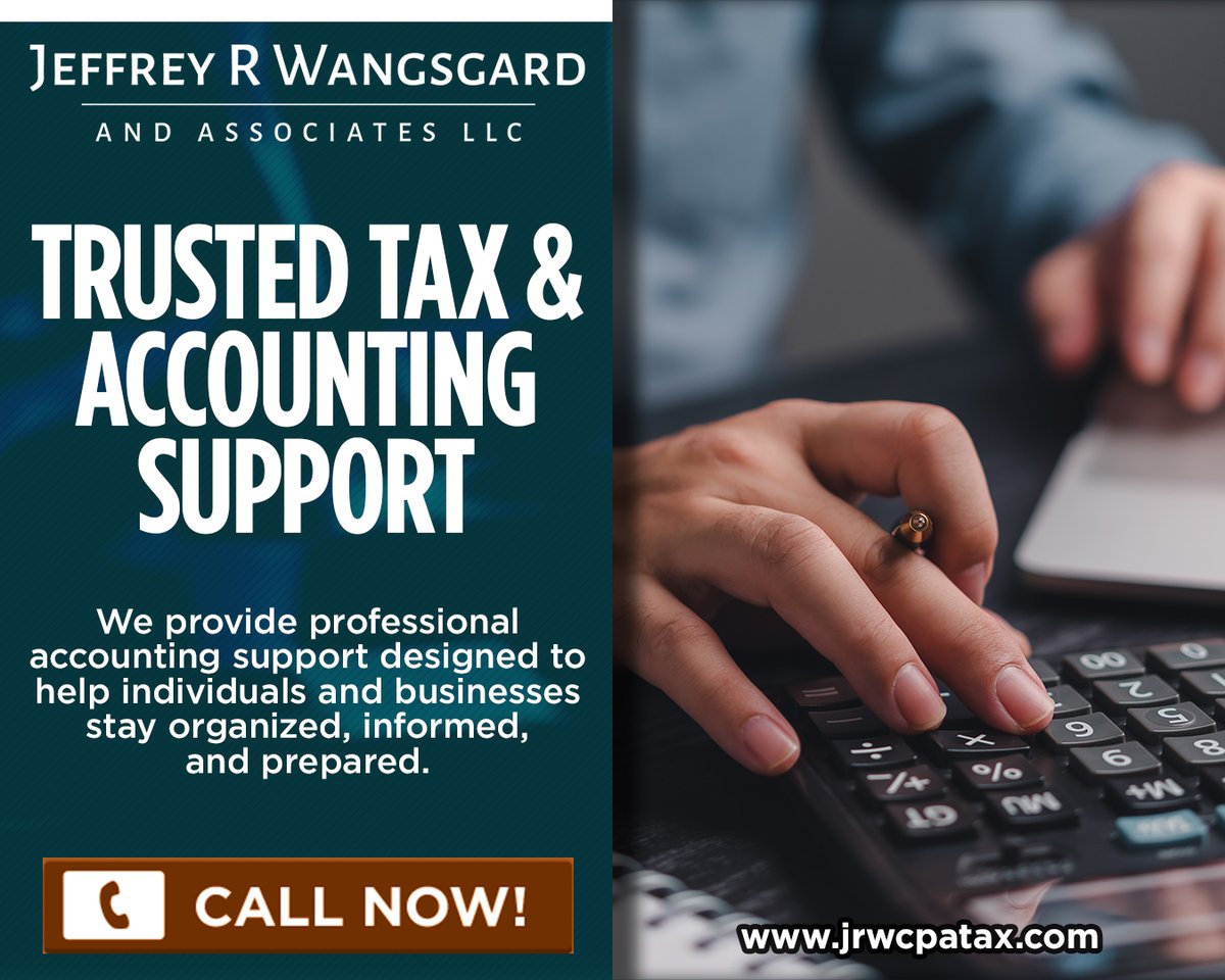 WangsgardCPA's tweet photo. 💼 Jeffrey R Wangsgard &amp; Associates LLC provides professional financial services with a personal approach. Trust Jeffrey R Wangsgard &amp; Associates LLC for organized and reliable accounting support. 📊

🌐 https://t.co/ZhmyK1C0Oh https://t.co/UC7675qk4R